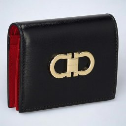 フェラガモ 二つ折り財布 レディース ブランド Ferragamo 220627CALF NE FR 770 769 ブラック/レッド