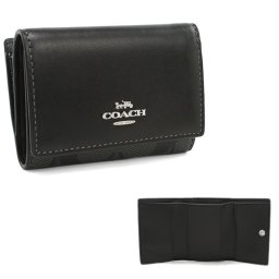 COACH コーチ 三つ折り財布 折り畳み CM761 ブラック 三折財布小銭入付き レザー PVC レディース