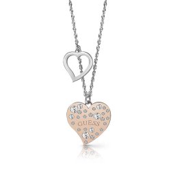 新品 Guess ゲス ペンダント ネックレス UBN78067 HEART WARMING ハートモチーフ ブランド ロゴ レディース ステンレス ナノコーティング シルバー ピンクゴールド