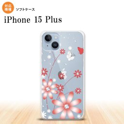 iPhone15 plus iPhone15 plus スマホケース 背面ケースソフトケース 花柄 ガーベラ 透明 赤 2023年 9月発売 nk-i15pl-tp072