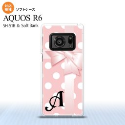 SH-51B AQUOS R6 AQUOS R6 スマホケース ソフトケース ドット リボン ピンク +アルファベット メンズ レディース nk-r6-tp303i