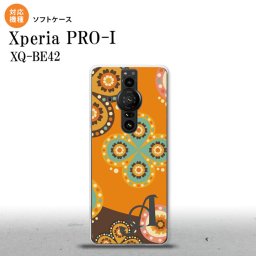 Xperia PRO I Xperia PRO-I スマホケース 背面ケースソフトケース エスニック 花柄 オレンジ 茶 +アルファベット 背面カバー android nk-xproi-tp1584i