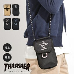 スマホショルダー スマホポーチ スマホバッグ THRASHER スラッシャー SmartPhone Pouch 撥水 軽量 軽い ミニショルダー おしゃれ シンプル マークゴンザレス ワンポイント ストリート スポーティー スケーター 散歩 旅行 スポーツ お出かけ 人気 新作 男 メンズ