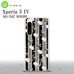 Xperia 5 IV Xperia5 IV スマホケース 背面ケース ハードケース 花柄 バラ レース 黒 +アルファベット 2022年 10月発売 nk-xp54-259i
