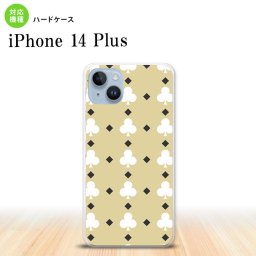 iPhone14 plsu iPhone14 plsu スマホケース 背面ケース ハードケース トランプ クラブ ベージュ 白 2022年 10月発売 nk-i14pl-535