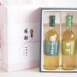 実りの秋の贈り物 感謝の贈り物ボックス 長野県産葡萄ナイアガラ種使用ワインと国産ワイン2本セット(山梨県産葡萄100％使用 甲州白ワイン やや辛口(山梨県)720mlシャンモリナイアガラやや甘口白ワイン(山梨県)720ml