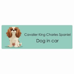 Cavalier King Charles Spaniel キャバリアキングチャールズスパニエル Dog IN CAR カーステッカー 犬 パステル くすみカラー スタイル アニメ風 20x6.7cm 長方形 防水 屋外 屋内 ドッグオンボード デカール