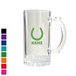「蹄鉄」名入れビアマグ 名入れジョッキ 中ジョッキ 生ビール マイジョッキ ビアグラス タンブラー お祝い ギフト ビアジョッキ   【bmug】 馬 ウマ 競馬グッズ 競馬ファン 馬好き