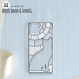 sense4 sense5 Aquos sense4/5 背面ケース カバー ステンドグラス風 おしゃれ 猫 ホワイト ステンドグラス風 かわいい おしゃれ 背面ケース nk-sens4-sg52