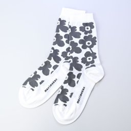 マリメッコ marimekko レディース ソックス 靴下 くつ下 花柄 ウニッコ ヒエタ UNIKKO HIETA ホワイト×グレー 全2サイズ 090595 199 北欧雑貨 北欧デザインネコポス 送別会 誕生日 お中元 結婚祝い 結婚式 高級 父の日 母の日【スペシャルラッピング660円(別売り)】 ホワイトデー