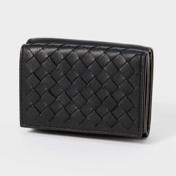 ボッテガヴェネタ BOTTEGA VENETA 515385 VO0B2 三つ折り財布 メンズ 財布 イントレチャート レザー 革編み ビジネス バイカラー プレゼント お祝い 記念 シンプル ミニ財布 通勤 通学 コンパクト ギフト 誕生日 記念 PORTAFOGLIO IN.NAPPA/NAPPA/N.B ブラック×グレー