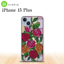 iPhone15 plus iPhone15 plus 背面ケース カバー ステンドグラス風 おしゃれ バラ ピンク ステンドグラス風 2023年 9月発売 nk-i15pl-sg12