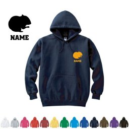 ハムスター/名入れフーデッドパーカー 左胸ワンポイント  オリジナル セミオーダーメイド 名入れ 部活 サークル 卒団記念品 チームウェア ジャンガリアン お揃い 記念 クラブ【cf_mlh】