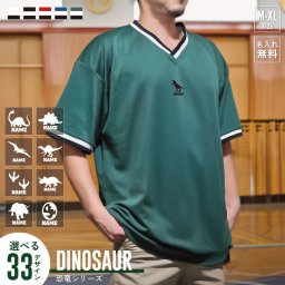 恐竜 名入れTシャツ ドライアスレチック ルーズフィット ラインリブ Tシャツ ストリート スポーティー アクティブ スポーツチーム用 ユニフォームタイプ