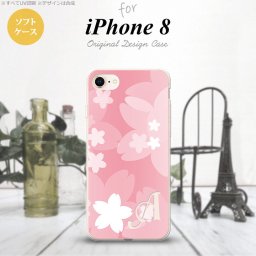 【iPhone8】【スマホケース/スマホカバー】【アイフォン8】iPhone8 スマホケース ケース アイフォン8 イニシャル 花柄・サクラ ライトピンク nk-ip8-tp063ini【メール便送料無料】