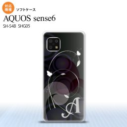 SH-54B SHG05 AQUOS sense6 スマホケース ソフトケース バタフライ 蝶 A 黒 +アルファベット メンズ レディース nk-sens6-tp204i