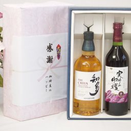 父の日贈り物 感謝の贈り物ボックス 国産ウィスキー 知多と国産ワインセット(実りの収穫 赤ワイン やや甘口(山梨県)720ml知多シングルモルト700ml