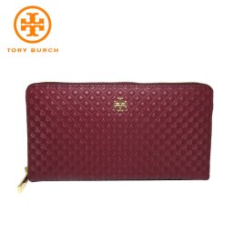 トリーバーチ アウトレット TORY BURCH 財布 52860-1018-609 マリオン エンボスレザー ラウンド長財布 MARION EMBOSSED / MULTI-GUSSET ZIP / IMPERIAL GARNET/609(ワイン系)【レディース】