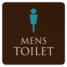 14x14cm トイレ 御手洗 TOILET トイレマーク ブラウン＆カラー MENS ピクトサイン 木製ドアサイン ドアプレート インテリア 施設 案内