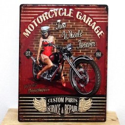 ブリキ看板 セクシー バイク アンティーク エンボスプレート MOTORCYCLE GARAGE ビンテージ ガレージ かわいい プレート おしゃれ 壁飾り アメリカン 雑貨 インテリア 可愛い サーファー カフェ 店舗