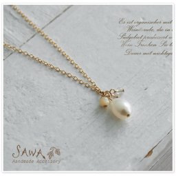 【SAWA サワ】 14kgf 淡水パール マザーオブパール 天然石 の ネックレス (14k-n-6)  ハンドメイド 手作り 作家 アクセサリー レディース ナチュラル 入学式 卒業式 結婚式 オケージョン ナチュラン  母の日