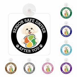 カーサイン 高齢者マーク SENIOR SAFE DRIVER マルプー 車内用 吸盤タイプ 収れん火災防止タイプ 肉球 日本製 車 ステッカー