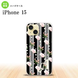 iPhone15 iPhone15 スマホケース 背面ケース ハードケース 花柄 バラ レース 黒 +アルファベット 2023年 9月発売 nk-i15-259i
