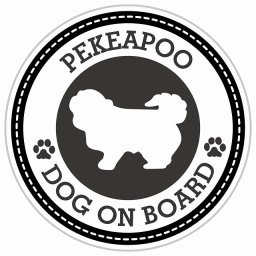 セーフティサイン ステッカー Dog on board PEKEAPOO ペキプー ブラック 直径13cm あおり運転 対策 カーステッカー 煽り運転対策 自動車用 屋外 屋内 防水 かわいい おしゃれ 安全対策 カーサイン 肉球マーク