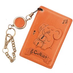 チェロぞう 楽器＆動物 パスケース/定期入れ【レザー 本革 VANCA バンカクラフト革物語 国産 ハンドメイド 贈り物 即納】