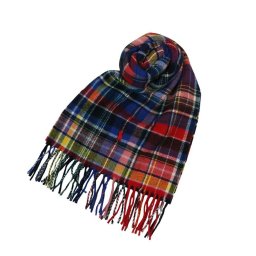 ポロラルフローレン POLO Ralph Lauren マフラー ストール ウール PC0999-454 レディース メンズ ユニセックス ブルー+レッド+マルチカラー