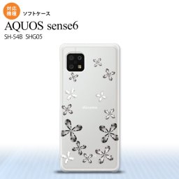 SH-54B SHG05 AQUOS sense6 スマホケース ソフトケース 花柄 カット グレー メンズ レディース nk-sens6-tp075