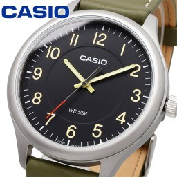 CASIO 腕時計 カシオ 時計 ウォッチ チープカシオ カシオスタンダード 海外モデル アナログ クォーツ ブラックダイヤル モスグリーンレザーバンド メンズ MTP-B160L-1B2V [並行輸入品]