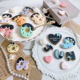 【選べる9色】ダークカラーアイシングクッキーセット♱。.*【アイシングクッキー】【メッセージクッキー】【ギフトラッピング対応】5枚〜