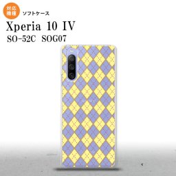 SO-52C SOG07 Xperia 10IV スマホケース 背面ケースソフトケース アーガイル クリア 黄 2022年 7月発売 nk-xp104-tp1406