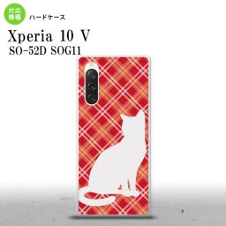 Xperia10V Xperia10V スマホケース 背面ケース ハードケース 猫 チェック A 赤 2023年 7月発売 nk-xp105-951