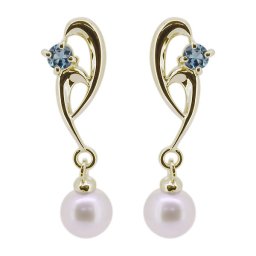 揺れる パール ピアス 18k シンプル 真珠 淡水パール アクアマリンサンタマリアピアス レディース 母の日 2024