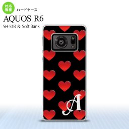 SH-51B AQUOS R6 AQUOS R6 スマホケース ハードケース ハート A 黒 赤 +アルファベット メンズ レディース nk-r6-117i