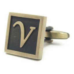 ※バラ売り※アンティーク風 ブロンズ カラー アルファベット V カフス カフスボタン カフリンクス cufflinks cuffs メンズ 男性 結婚式 アルファベット スーツアクセサリー専門店 父の日 ギフトにも ブライダル 披露宴 二次会 お呼ばれ パーティー おしゃれ カフスマニア