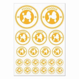 ドッグ ステッカー プードル イエロー A4サイズ まとめて詰め合わせ 丸タイプ サイズ別 21枚セット 犬種別 シール カーステッカー 愛犬 キャンプ 持ち物 ドッグフード用 肉球マーク