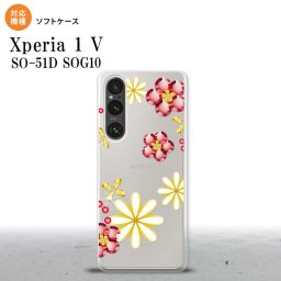 Xperia 1V Xperia 1V スマホケース 背面ケースソフトケース 花柄 ミックス E クリア 2023年 6月発売 nk-xp15-tp306