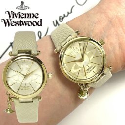 Vivienne Westwood ヴィヴィアンウエストウッド 腕時計 レディース ブランド 革ベルト レザー ゴールド ベージュ ギフト ビビアン ウェストウッド VV006GDCM