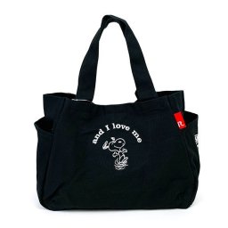 スヌーピー PEANUTS IP.デリ.キャンバスPeanuts-7Q love me トートバッグ ブラック ルートート