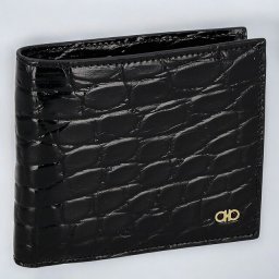 フェラガモ 二つ折り財布 メンズ ブランド Ferragamo 661454ALLIGATOR NERR 776 001 ブラック