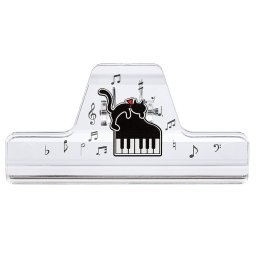 ミュージックブッククリップクリア ネコとピアノ ※お取り寄せ商品 【音楽雑貨 音符・ピアノモチーフ】ト音記号 ピアノ雑貨