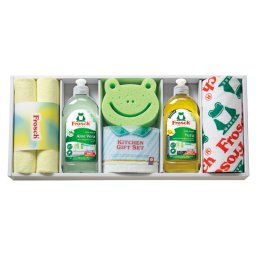 実りの秋の贈り物 キッチン洗剤ギフト フロッシュ セット内容/マイクロファイバークロス（中国）（25×25cm）×3、フロッシュ（アロエヴェラ）（オーストリア）（300ml）･フロッシュプレミアム（ゆず）（オーストリア）（300ml）･スポンジ（中国）･今治ウォッシュタオ