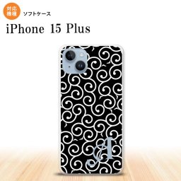 iPhone15 plus iPhone15 plus スマホケース 背面ケースソフトケース 唐草 黒 白 +アルファベット 2023年 9月発売 nk-i15pl-tp1130i