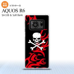 SH-51B AQUOS R6 AQUOS R6 スマホケース ソフトケース ドクロ 白 赤 メンズ レディース nk-r6-tp872