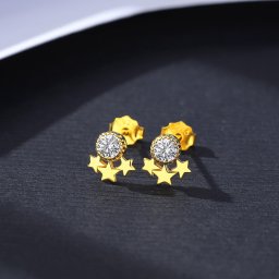 ピアス 両耳用 キュービックジルコニア ホワイト シルバー925 イエローゴールド スタッド 小さめ 小ぶり モチーフ 星 スター ce20121213
