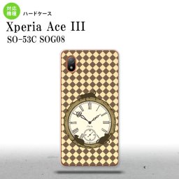 SO-53C SOG08 ワイモバイル Xperia Ace III スマホケース 背面ケース ハードケース 時計 チェック ベージュ 2022年 6月発売 nk-so53c-1222
