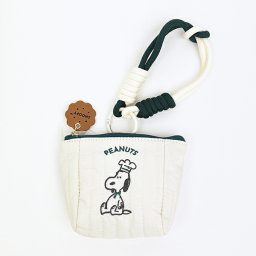 スヌーピー ストラップ付きミニポーチ グリーン シェフシリーズ SNOOPY